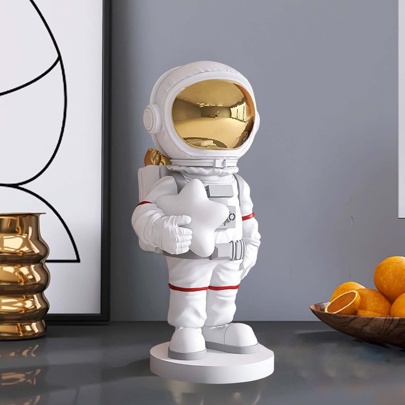 Estatua de astronauta coleccionable, figuras espaciales para niños y adultos, decoración de dormitorio, sala de estar (blanco)