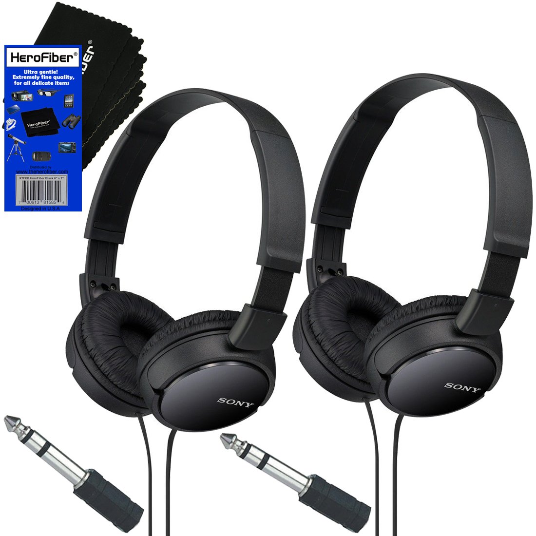 Sony Sony MDRZX110 ZX Series Stereo Headphones (Black) with 3.5mm Mini Plug  to 1/4 inch Headphone Adapter \u0026 HeroFiberÃ‚® Ultra Gentle Cleaning Cloth (2  Pack): Buy Online at Best Price in UAE -