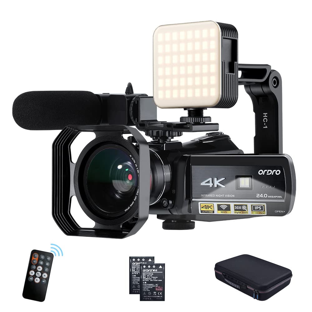 Videocamera ORDRO 4K Videocamera Full HD 1080P 60FPS Vlogging per