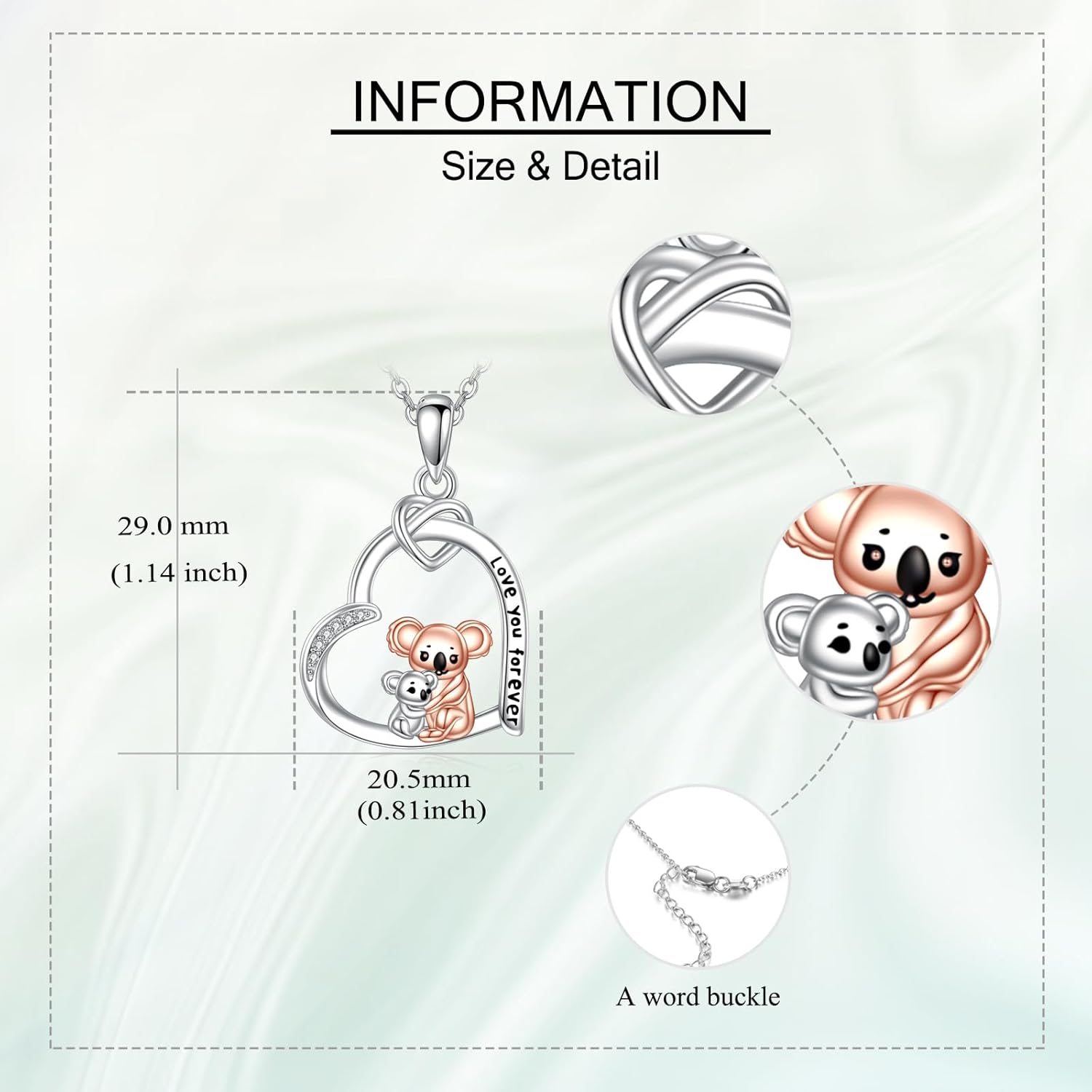 Koala Necklace S925 Sterling Silver Heart Koala Pendant Necklaces Koalas Jewelry Gifts for Women Wife Mom - Image 4
