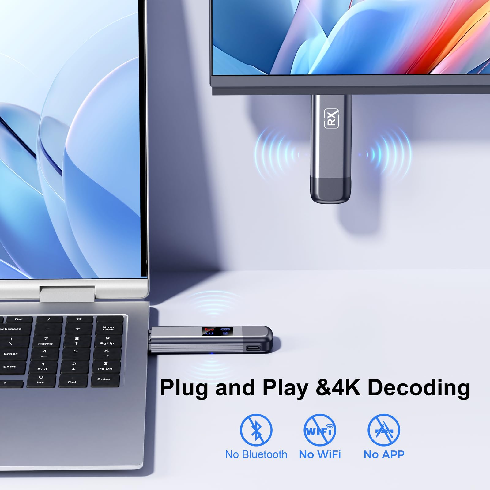 OMITTA 2026 Upgraded Wireless HDMI Transmitter and Receiver,4k Decode 1080P Output Wireless HDMI Extender Kit Plug & Play Portable 2.4g/5g, for PC/Camera/HDTV/TV Box — view 2