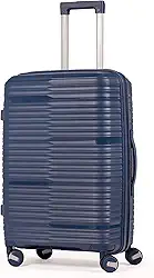 Mala De Viagem Média 23Kg Polipropileno Rodas Duplas 360 Fibra Rígida Leve Resistente Para Despachar (AZUL, MÉDIA)