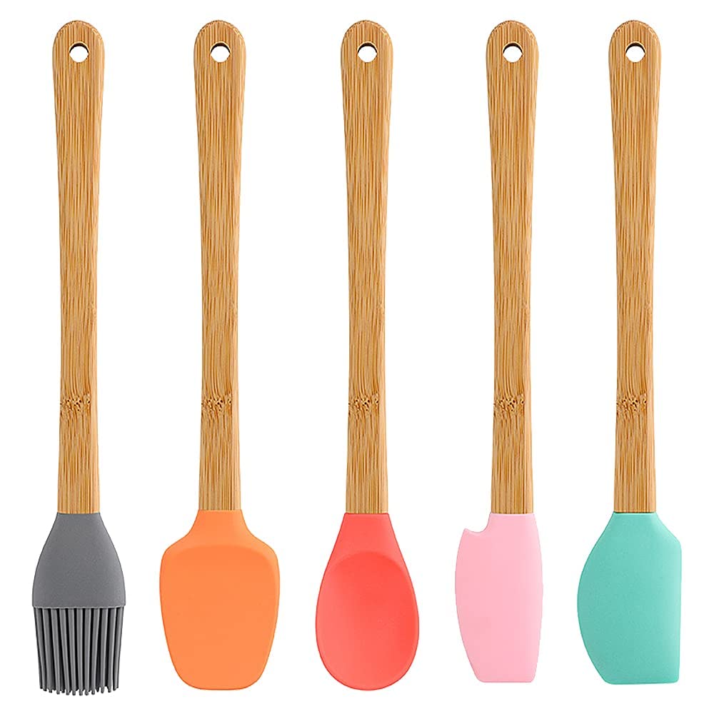 Lot de 5 spatules en silicone de qualité alimentaire antiadhésives pour cuisine et barbecue