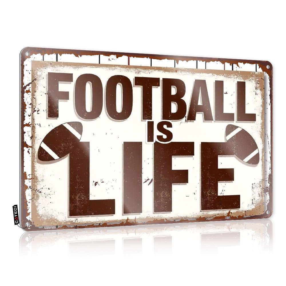 IBWNBBUSN Funny Signs For Bar Football Is Life Tin Sign Funny Man Cave Signs Metal Sign Decor Vintage(30X40CM)