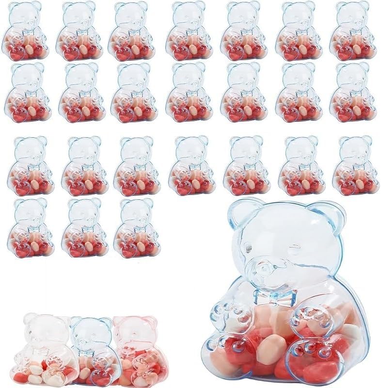 12/24/36 Pcs 6.5 Oz Large Clear Plastic Container Teddy Bear For Valentine's Day, Bear Shaped Candy Boxes, Creative Bears Shaped for Valentine's Day, Gifts & Party Decor