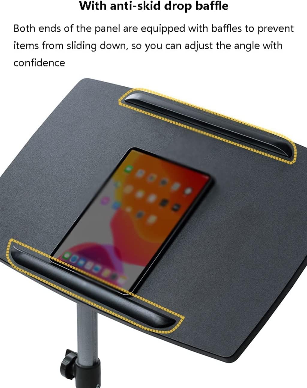 Overbed Table with Lockable WheelsHeight Adjustable Portable Bedside Table Rolling Laptop Desk Cart for Home Office
