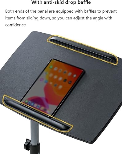 Miniatura 5 de POCHY Mesa neumática para colocar sobre la cama con ruedas bloqueables, altura ajustable, mesa de noche portátil con ruedas para computadora