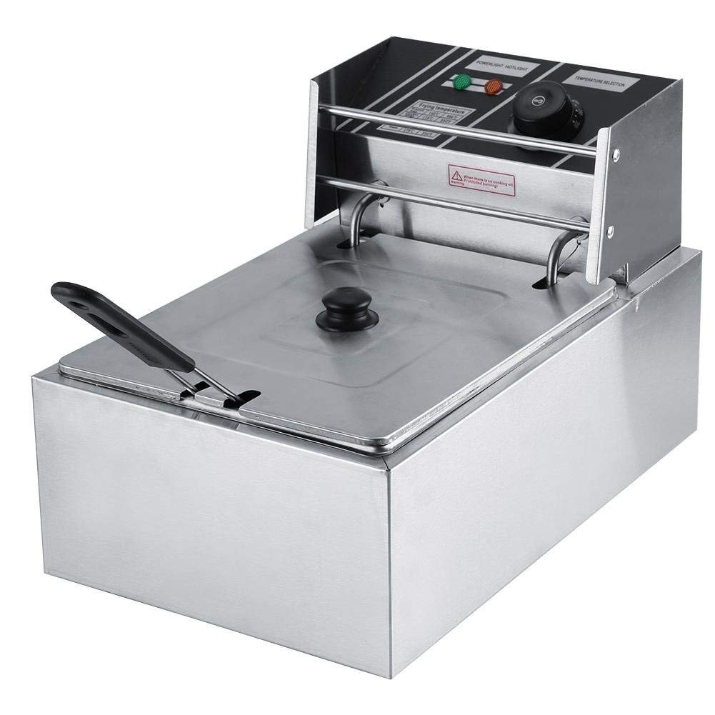 AYCDL Electric Deep Fryer, Deep Fryer, 6L Stainless Steel Deep Fat Fryer Commercial Electric Catering Kitchen Machine with Basket and Temperature Control Deep Fryer