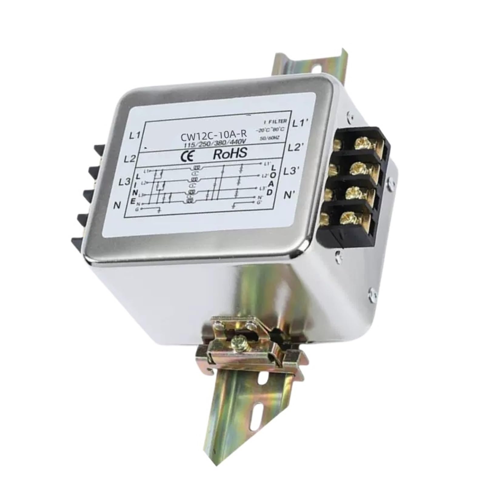 Filtro de alimentacion CA trifasico CW12C-30A-R riel cuatro cables