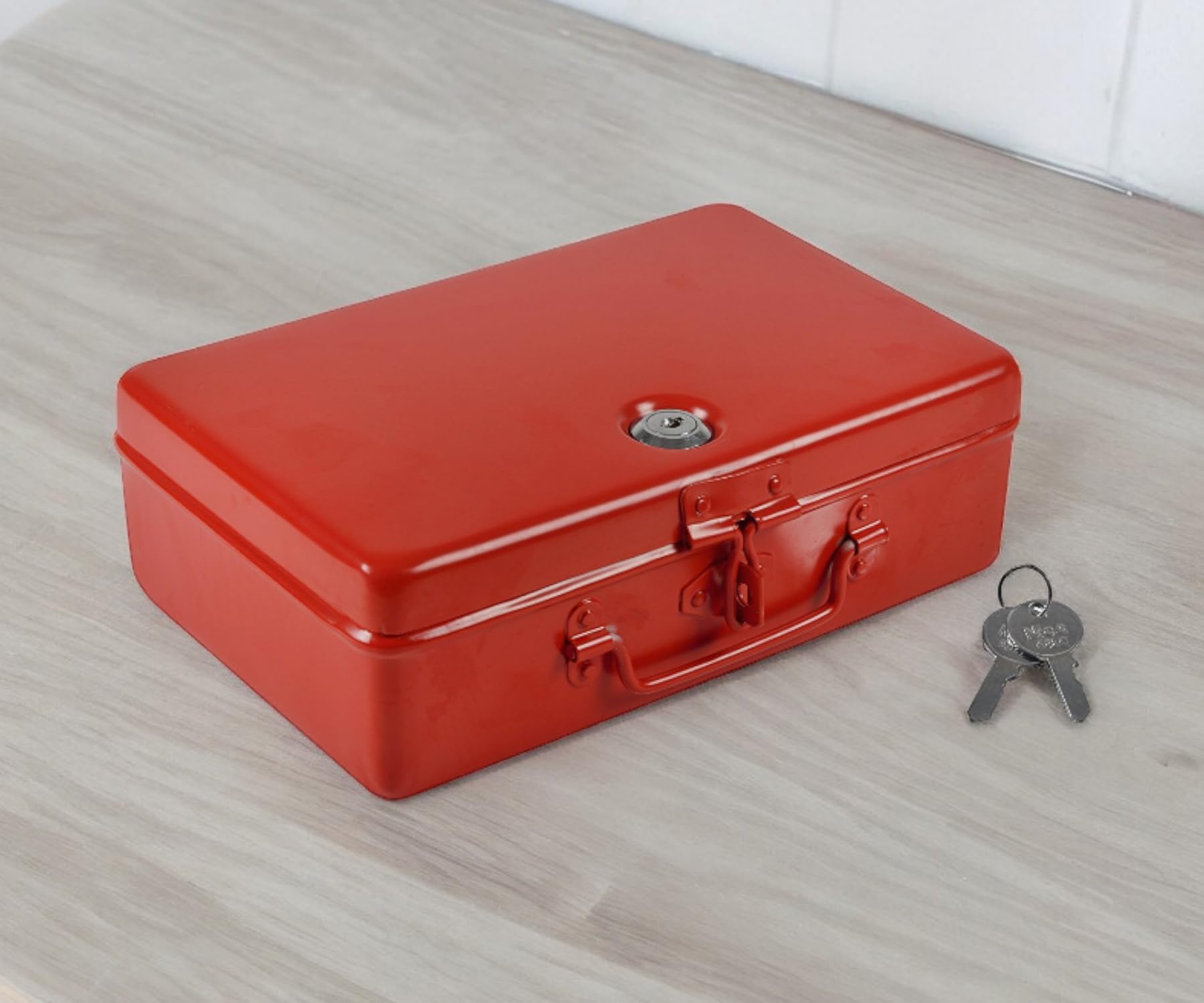 Jayco Aluminium Rectangular Cash, Jewellery Storage/Locker Box (Red, 25 cm x 17 cm x 8 cm)