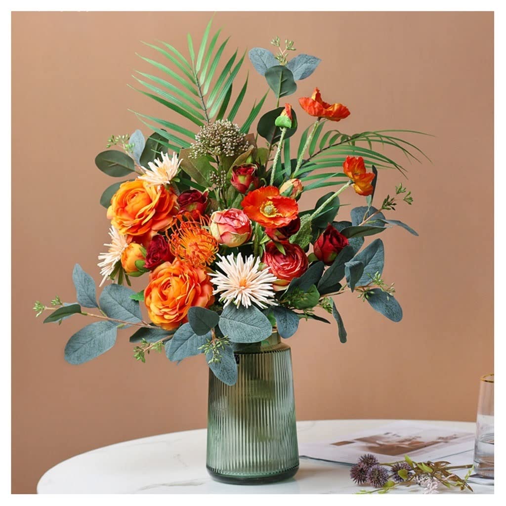 ADERFETBI Fake Plants Artificial Flower Fake Plants Rose Simulation Bouquet Holding Living Room Exhibition Hall Decoration Artificial Flowers(A)
