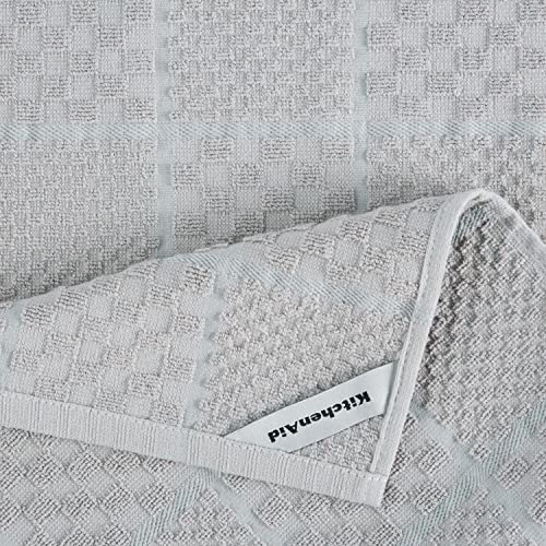 KITCHENAID Quilted Cotton Terry Cloth Oven Mitt, Pot Holder, Kitchen Towel 4-Pack Set, Heat Resistant, Silicone Grip, 16"x26", 7"x13" & 7"x10", Matte Grey - image 8
