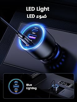 UGREEN 130W Macbook Car Charger Fast Charging, 3-Port USB Car Charger Type-C, Super Fast Mobile Phone Adapter, Compatible for Macbook Air/Pro, Samsung S25/S24/S23, iPhone 17/16/15/14 Series, HP Dell