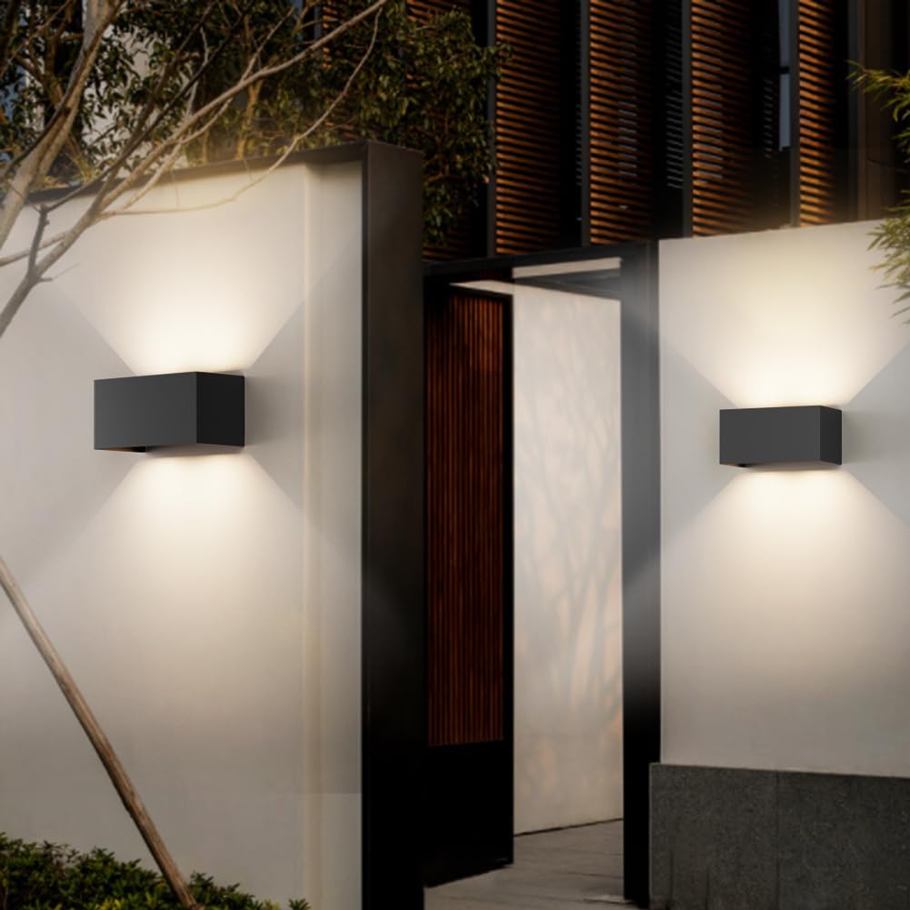 Klighten 24W LED Wandleuchte Innen/Außen,2PCS Außenlampe Außenleuchte 4000K,IP65 Aussenleuchte Wand UP Down,Außenwandleuchte wandleuchte innen Mit Einstellbar Abstrahlwinkel Naturweiß,Schwarz