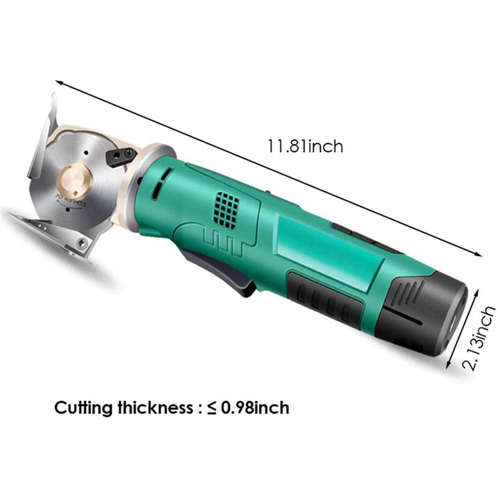 Electric fabric cutter with maximum cutting thickness of 25 mm, 70 mm, blade size, automatic rechargeable clipper, round knife for wireless textile/leather/paper cutter.
