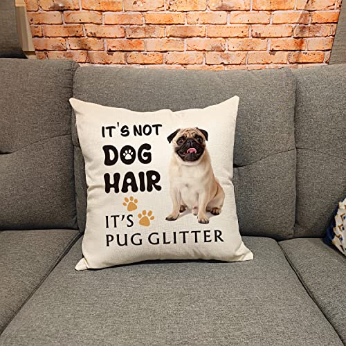 Ouz It's Pug Glitter Throw Pillow Cover - It's Not Dog Hair, Pug Dog Decor, Funny Pug Pillowcase, Gift For Dog Lovers, Sofa Bed Living Room Home Decoration, Pillowcase 18X18 Inch 8D302 #TOP2