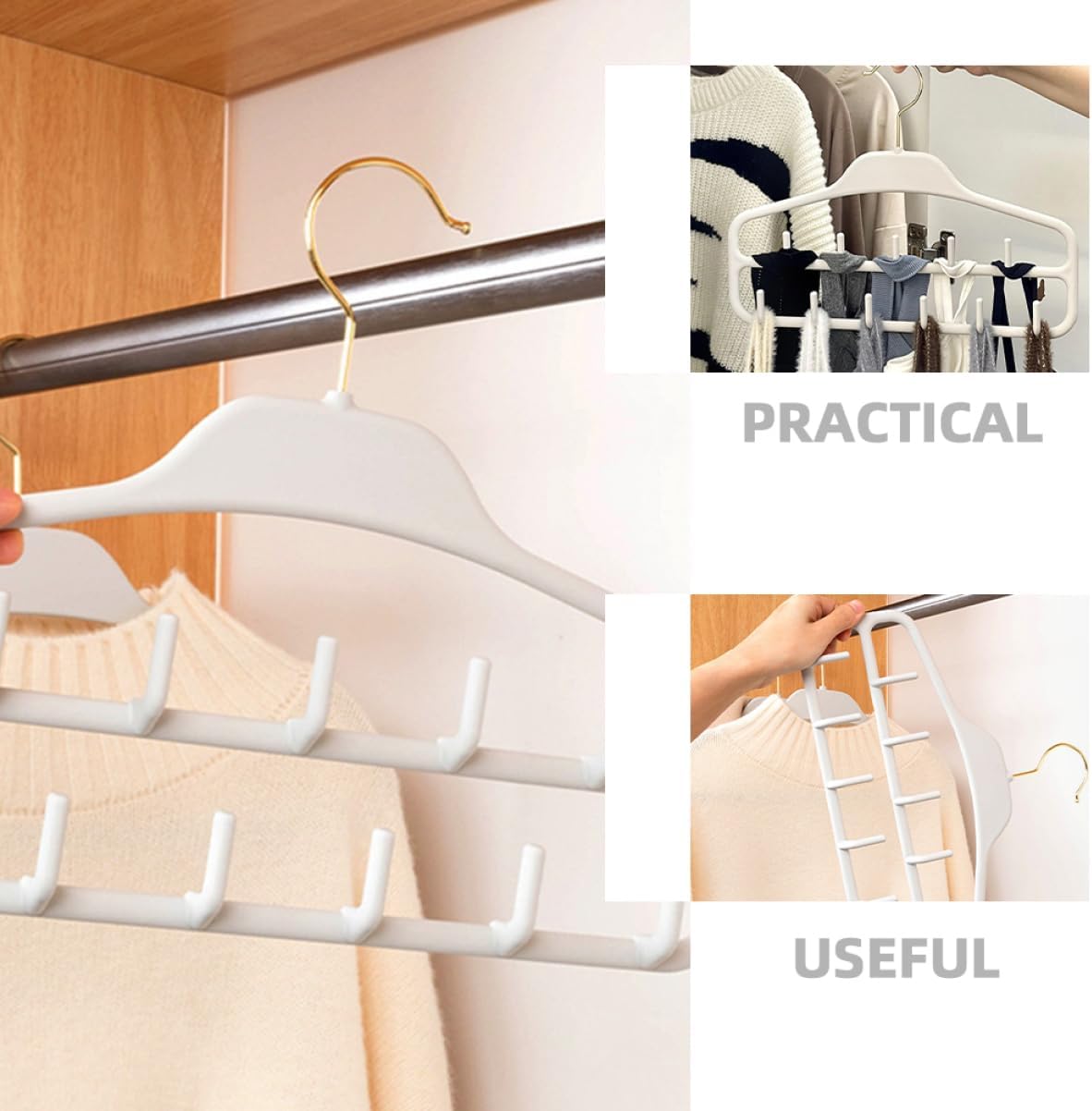 Zerodeko 2pcs Space-Saving Belt Hanger Rack Multi-Function Closet Organizer Hooks for Hanging Ties Scarves Belts
