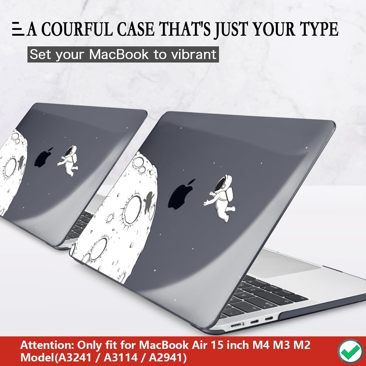 CISSOOK Case Compatible with MacBook Air 15 Inch 2026 2025 2024 2023 Model A3448 A3241 A3114 A2941, Hard Shell with Keyboard Cover USB Adapter for MacBook Air 15 M2 M3 M4 M5, Astronaut