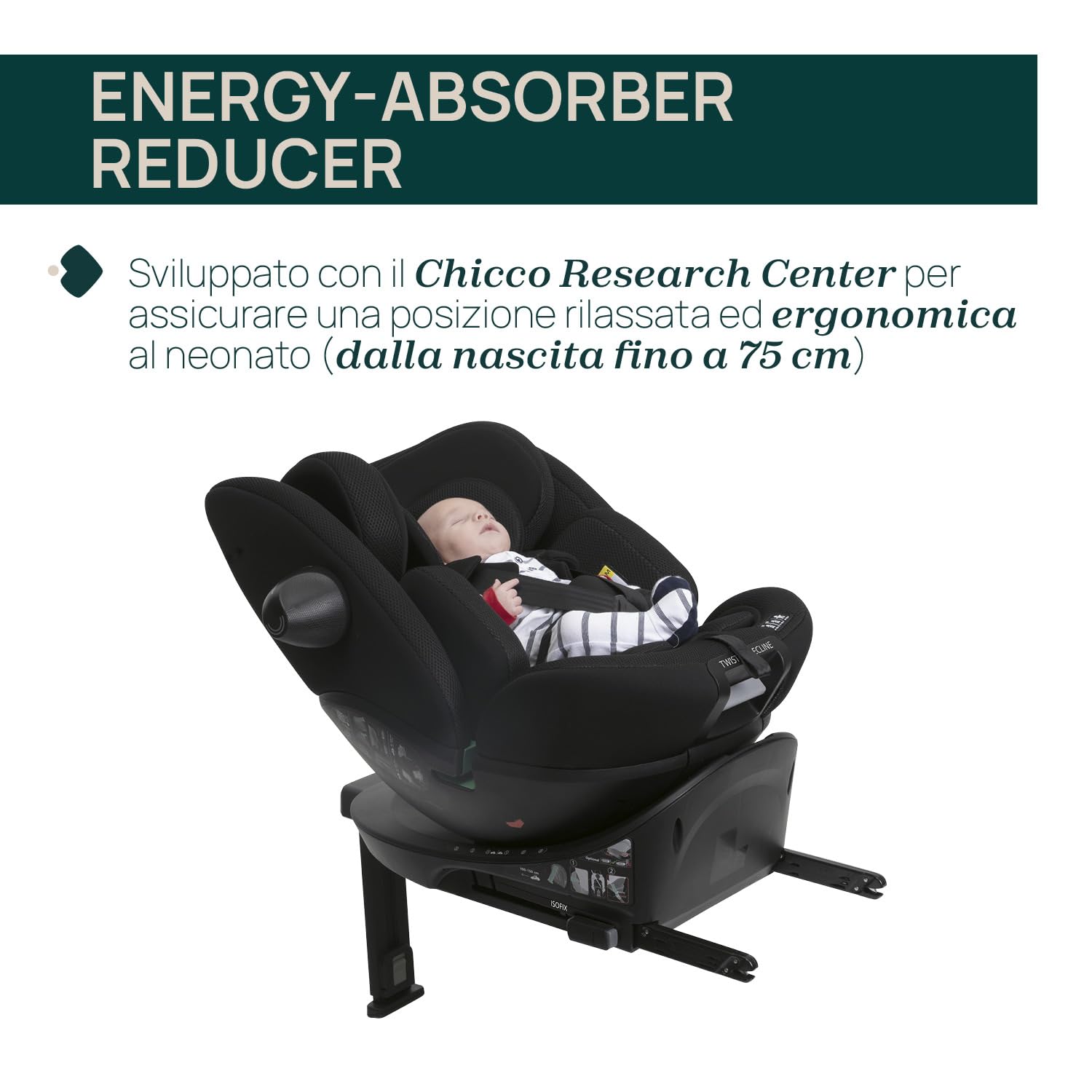Chicco Everone I-Size, Seggiolino Auto con Base Isofix, Da 0 a 36 Kg, Da 40 a 150 cm, Omologato ECE R129/03, Girevole A 360° E Reclinabile, Gruppo 0+/1/2/3 Da 0 A 12 Anni