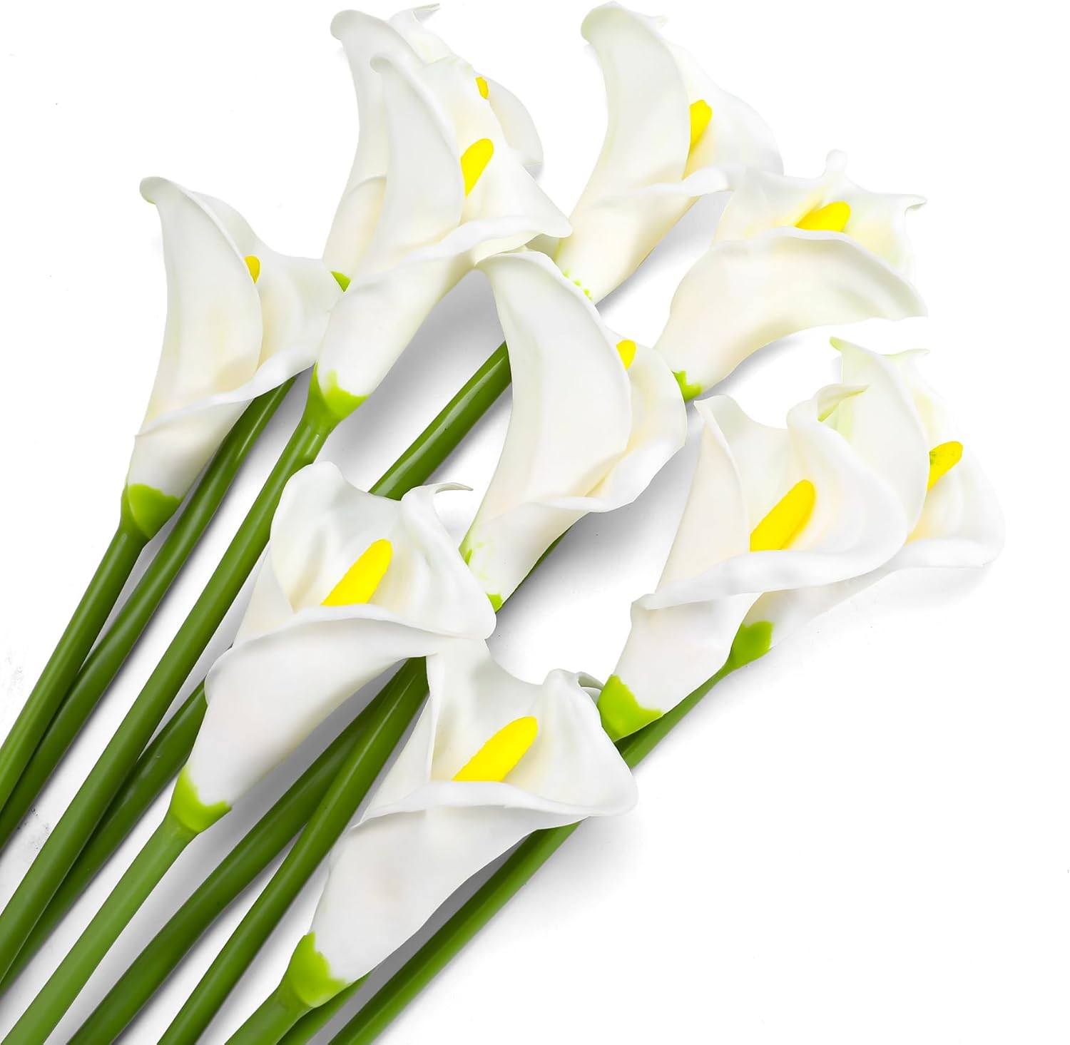 10pcs Calla Lily Artificial Flowers,26" Real Touch Long Stem Faux Calla Lillies for Tall Vases,Indoor Wedding Office Home Decor (White)