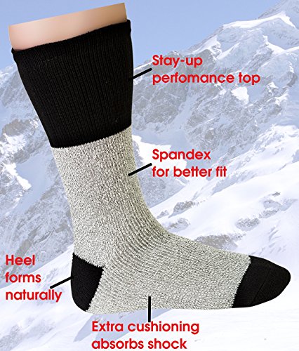 Mens Thermal Socks Ultra Warm Thick Boot Socks 12-Pack Black By Debra Weitzner,Black, 10-15 #TOP3