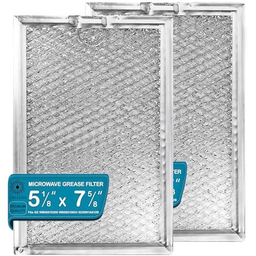 WB06X10309, WB06X10654 Microwave oven Grease Filter Replacement For Many GE Stove WB06X10359, 5230W1A012B - 7-5/8 x 5-1/8 x 1/8 Inch (Packed in Box) (2-Pack)