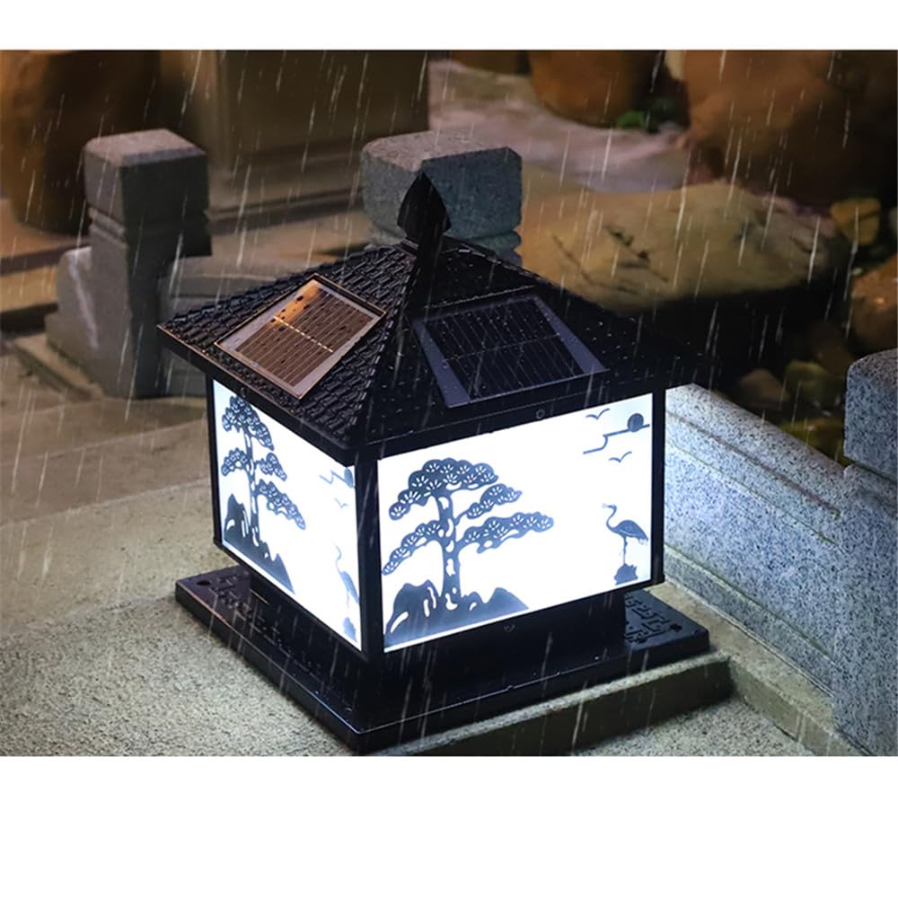 Zewnętrzna słoneczna lampa pocztowa wodoodporna do nowoczesnego domu Villa Garden Dziedziniec Ganek do obudowy ściennej Oświetlenie pocztowe LED (N Czarny D25CM 1 SZTUK)
