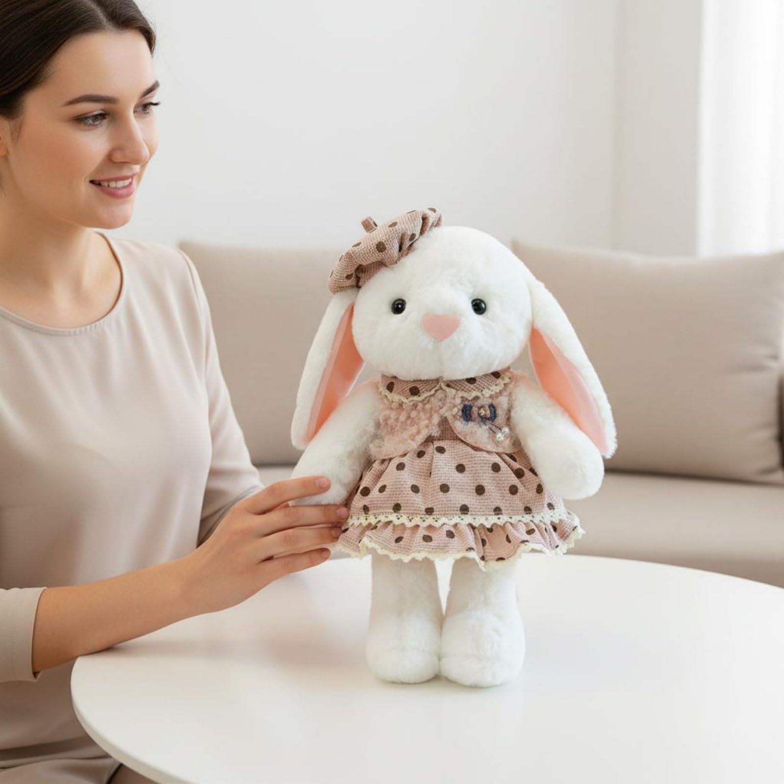 Almencla Berretto Ragazza Cappello Berretto Bambina Cappellino Accessorio Testa Tessuto Peluche Imbottito in Cotone Pp Adatto per Bambine Feste Pasqua Cameretta Regalo, Rosa, 85CM
