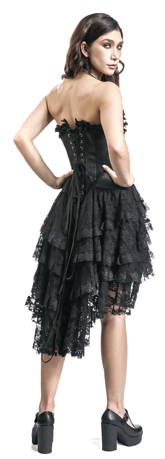 Gothicana by EMP Damen Schwarzes Gothic Kleid mit Korsage und Vokuhila Rock