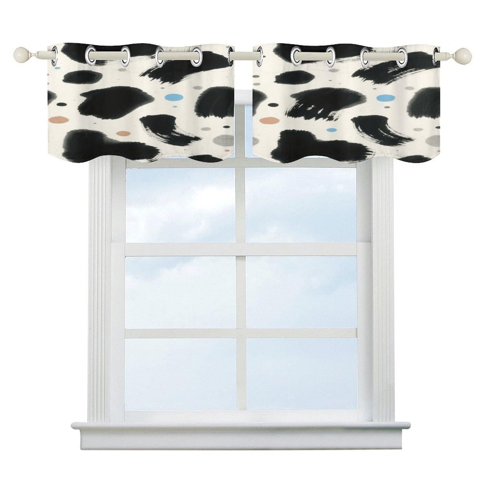 Fekiloot Style Ink And White Short Curtains Valance Curtain