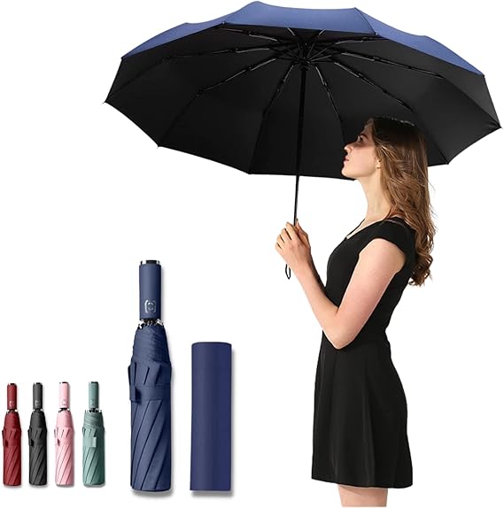 Amazon Prv 大きい 折り畳み傘 レディース メンズ 116cm 10本骨 梅雨対策 ワンタッチ式 自動開閉 晴雨兼用 超撥水 台風 風に強い グラスファイバー素材 強風対策 丈夫 軽量 折りたたみ傘 日傘 超耐風性 Uvカットコーティング Uv99 カット 収納袋付き ネイビー