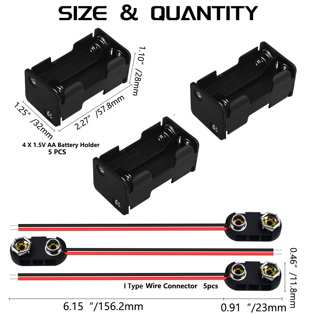 Produktbild von WMYCONGCONG 10er-Pack 1x1,5V Batteriehalter Mit Krokodilklemmen Und Kabel – Für Arduino, Steckbretter & LED-Projekte