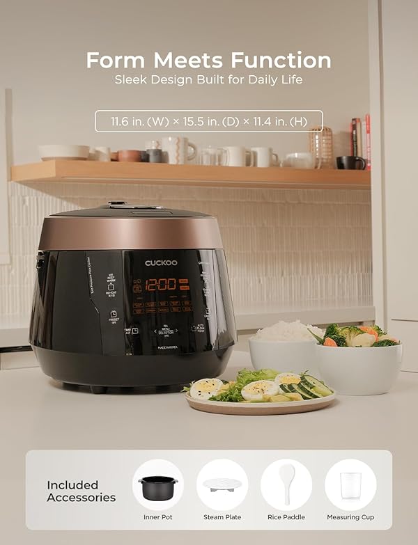 CUCKOO High Pressure Rice Cooker 10-Cup Uncooked / 20-Cup Cooked with Nonstick Inner Pot, Large Rice Maker with 13 Menu Options and Steam Plate, Fuzzy Logic Tech, Voice Guide, Black (CRP-P1009SB) by CUCKOO - Image 6