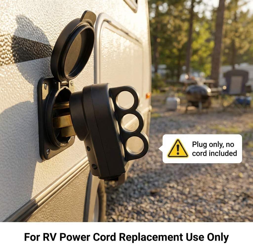 QWORK Nema 14-50P 50 Amp Male RV Replacement Plug, 125/250V Power Assembly Plug with Handle for Camper Trailer