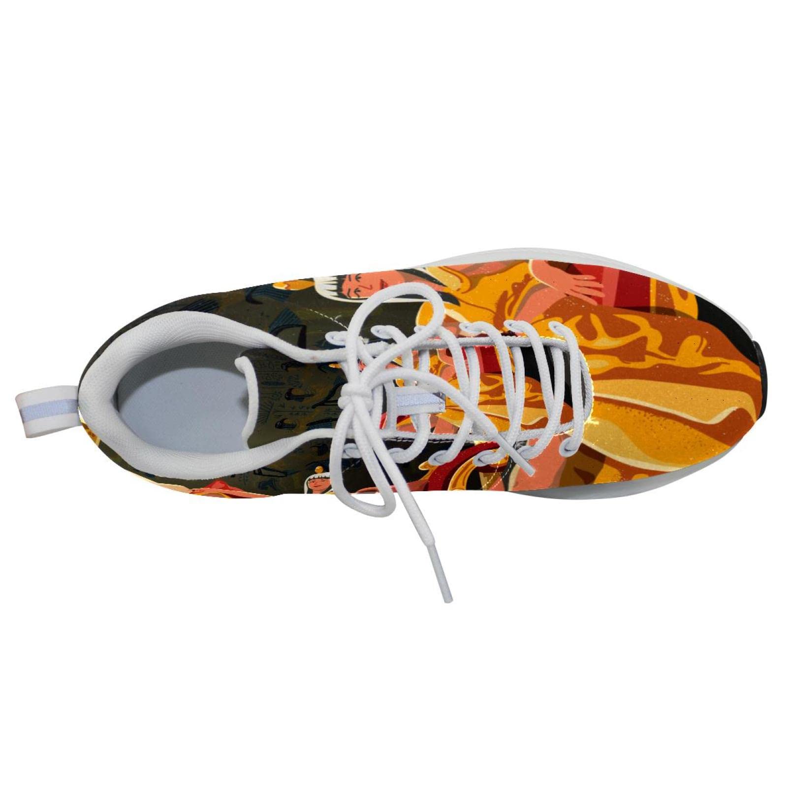 Sneakers personalizzate Scarpe da passeggio leggere in esecuzione Scarpe da ginnastica casual atletiche Cleopatra seduta sul trono, multicolore, 11 US
