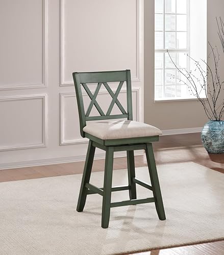 Miniatura 2 de Home 2 Office Brookline - Taburete giratorio de bar con mecanismo de giro de 360, taburetes rústicos de granja para encimera de cocina con cojín,