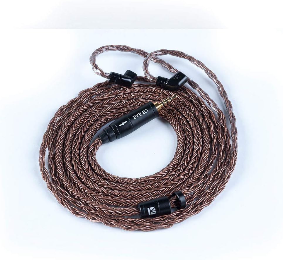 NEX KBEAR 16 Core Silver Plated Wire Earphone Cable, 2.5MM, 2PIN, 1.2M, Male-to-Male, Compatible with Headphone, Music Player, Smartphone