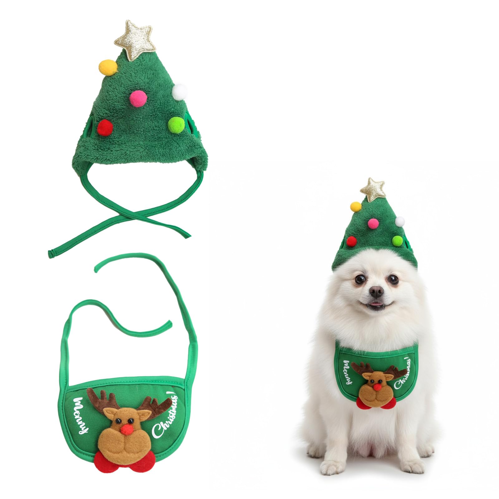 Pet Christmas Hat and Bib Kit Christmas Dog Costume for Small Medium Cat Dog Dog Santa Hat Cat Xmas Costume for Xmas New Year Funny Dress Up Suits