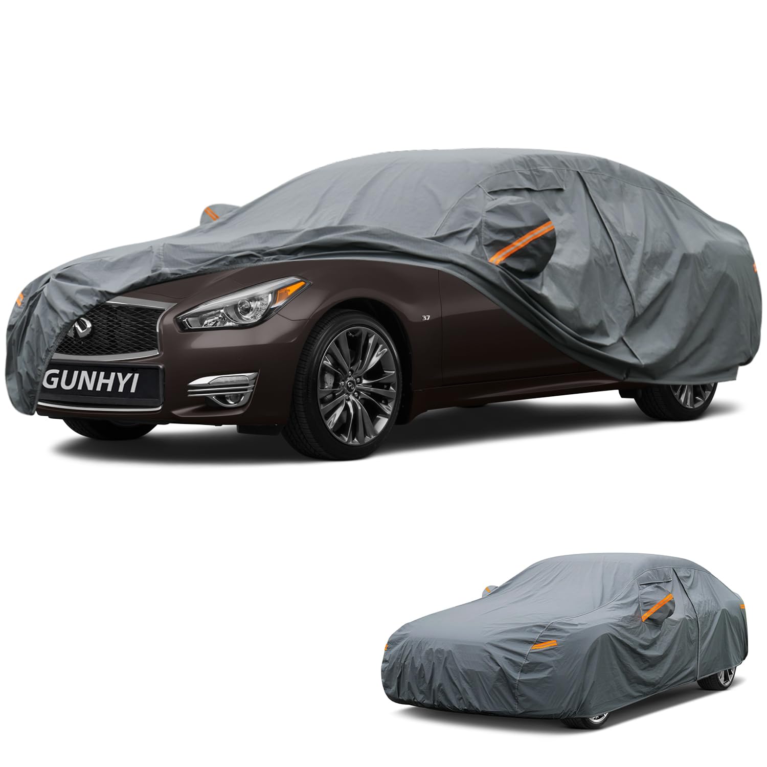 GUNHYI Premium Car Cover Custom Fit Infiniti Q70/Q70L, 16 Layers Heavy Duty Car Cover Waterproof All Weather with Zipper Door for Sun Rain Snow Dust Uv Protection