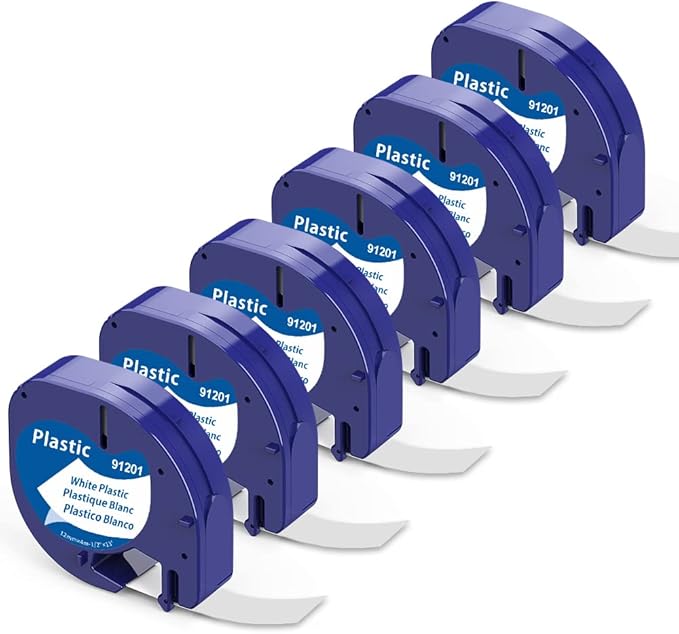 Nastro Etichette Aken 12mm X 4m - Compatibile Con Dymo LetraTag - Nero Su Bianco - Confezione Da 5 Rotoli - Per Etichettatrici - Foto 8