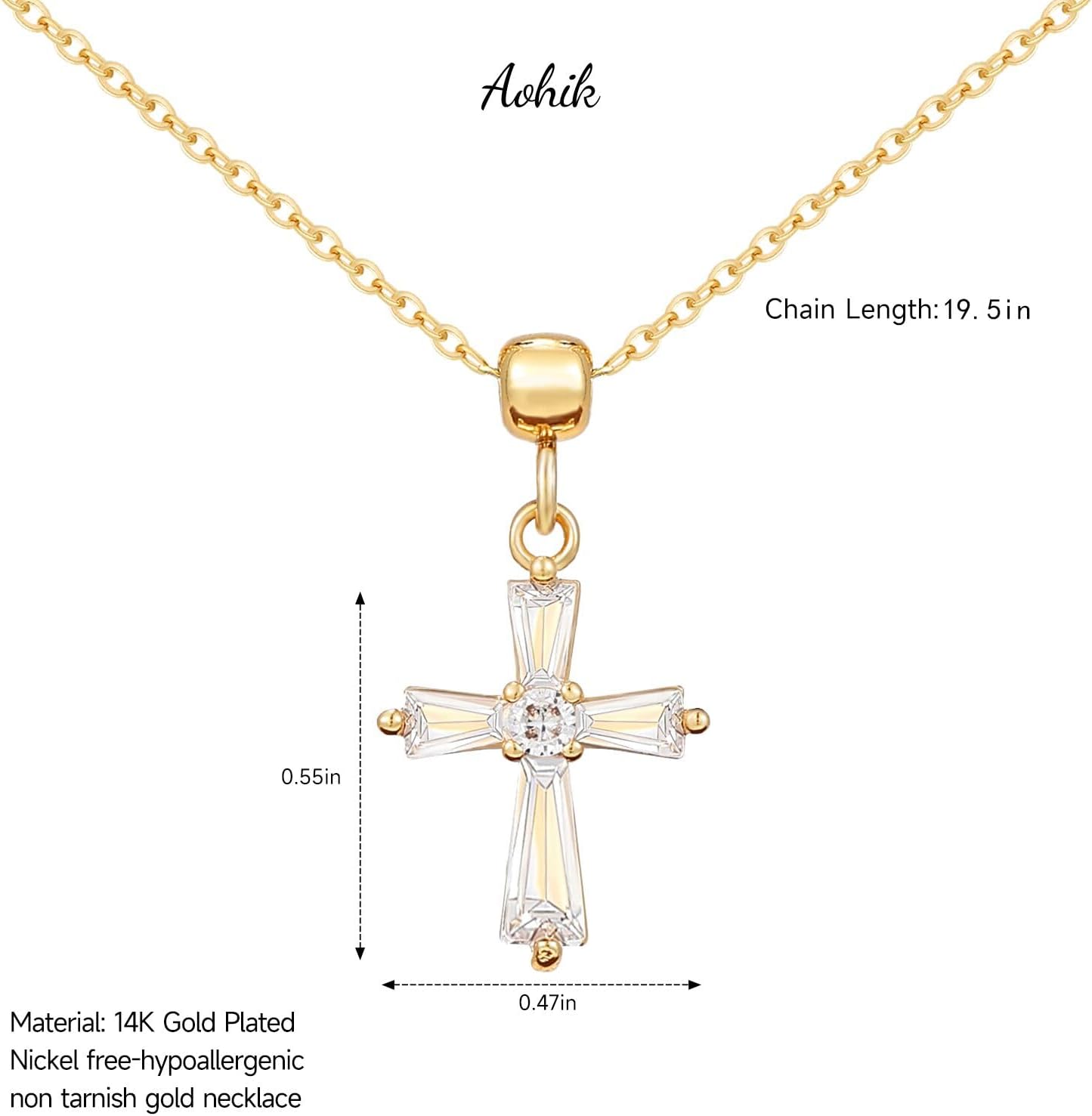 Dainty 14k Gold Choker Cross Charm Necklace for Women, Cross Gold Pendant Necklace Trendy Non Tarnish - Image 6