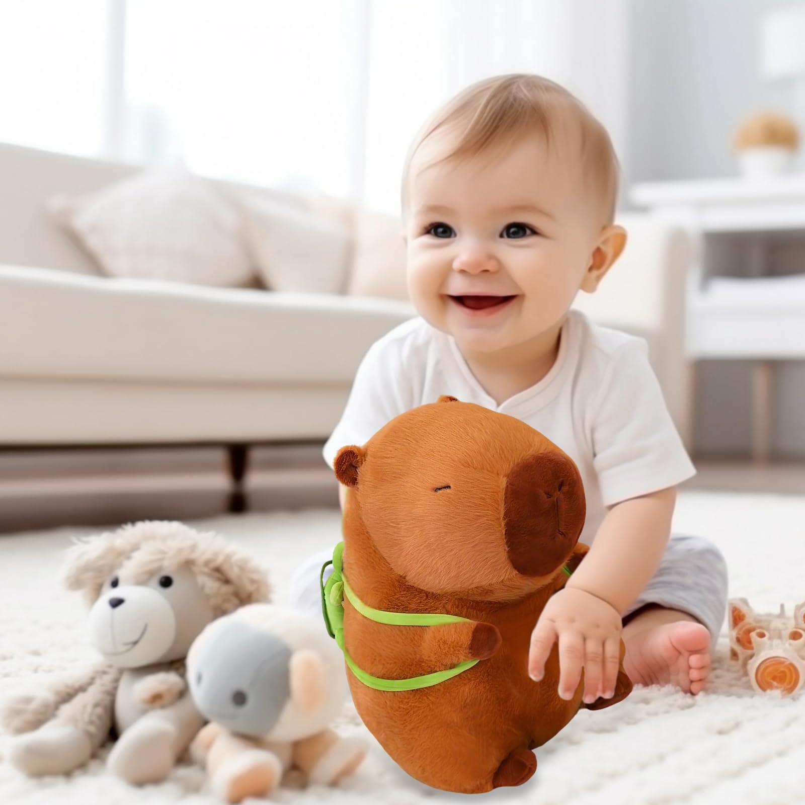 Capybara Plush Toy 23 CM Plush Pillow Capybara Teddy with Turtle Backpack Cartoon Stuffed Animal Birthday capybara Gifts for Girls Boys Cute Doll Teddy Plush Toys for Kids Adults Animal Lovers — view 6