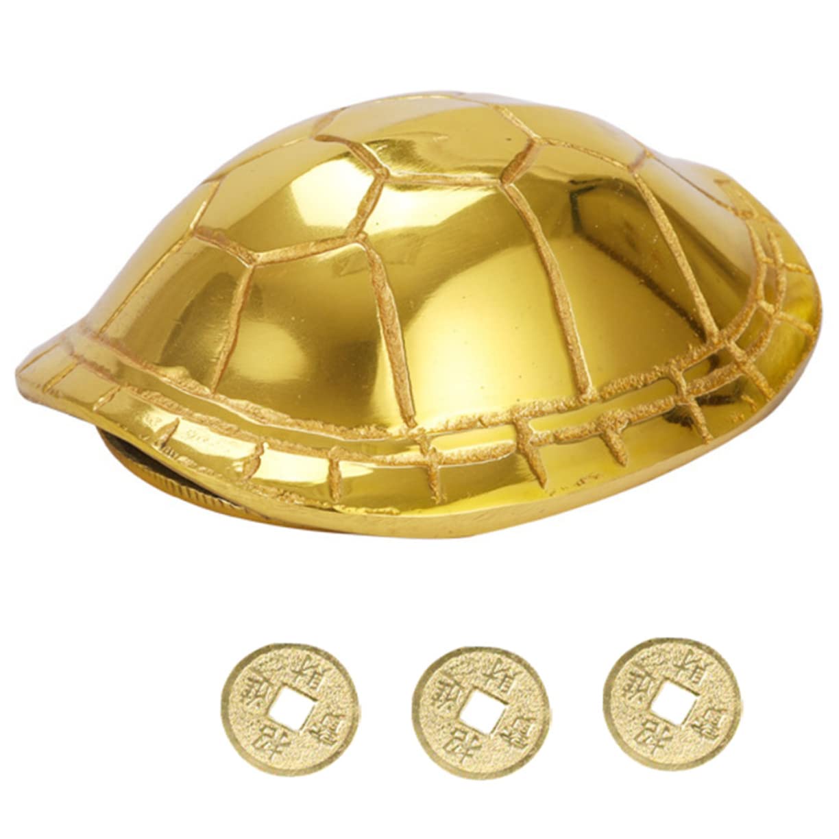 Healifty 1Set Buddhist Divination Copper Turtle Shell with Coins Chinese Fortune Telling Tool for Wealth Craft Vintage Desktop Decoration for Home Store Use