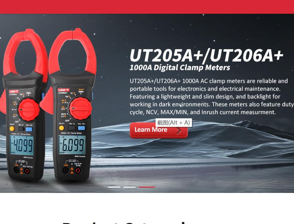 UNI-T UT205A+ UT206A+ Pinza Amperimétrica Medidor de corriente Pinza Amperímetro Medidor Profesional Integrado Eléctrico 1000V Voltímetro Frecuencia UT206A+ miniatura 3