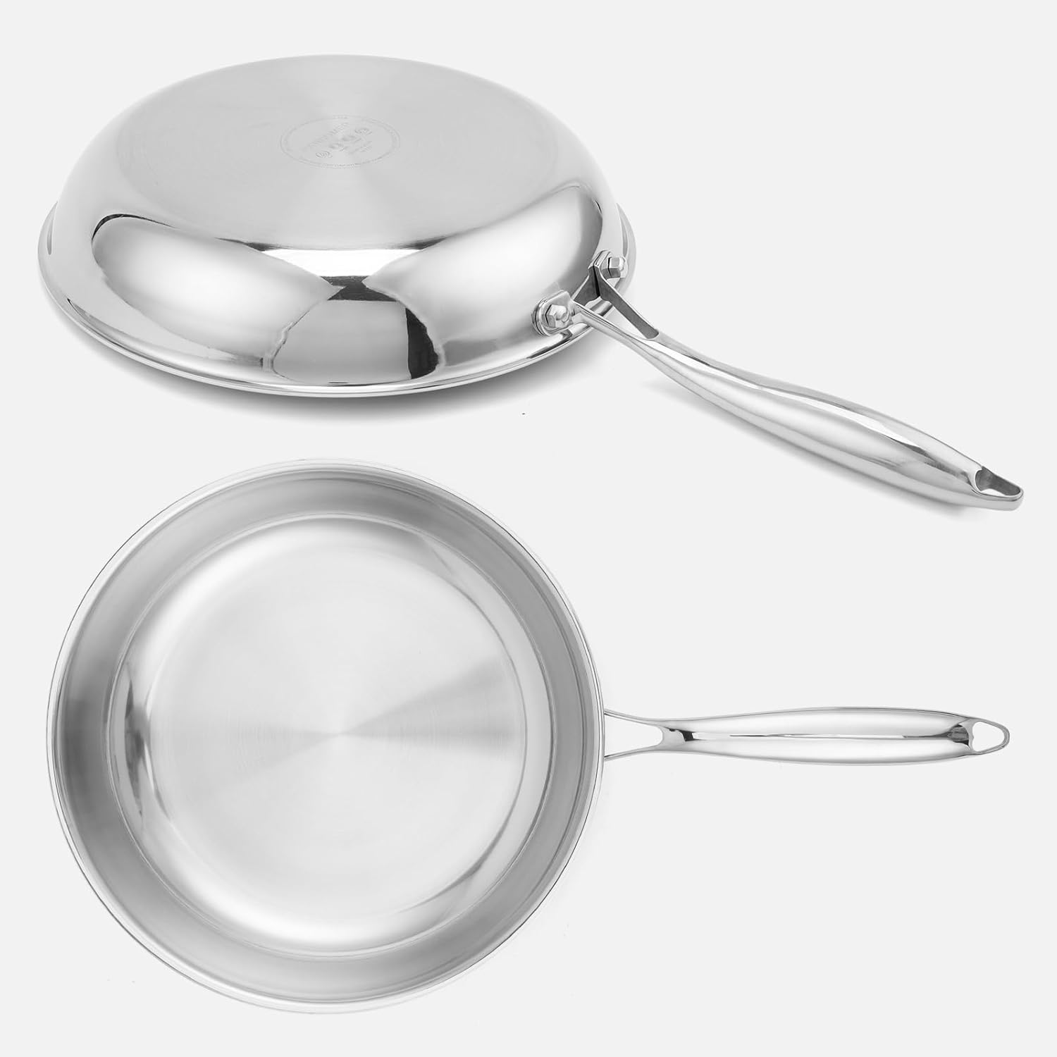 Stainless Steel Pan，Non-Toxic PFAS, PFOA & PTFE Free, Compatible With All Cooktops & Induction Safe, Oven Safe Pan for Searing & Sautéing, Long Lasting Cookware. (12 Inch)