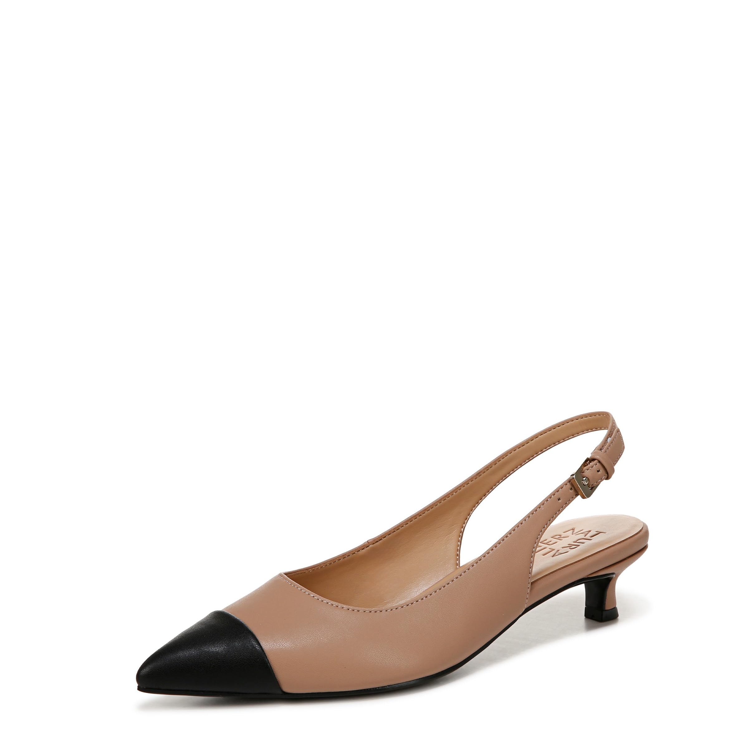 Womens Gazing Cap Toe Slingback Kitten Heel