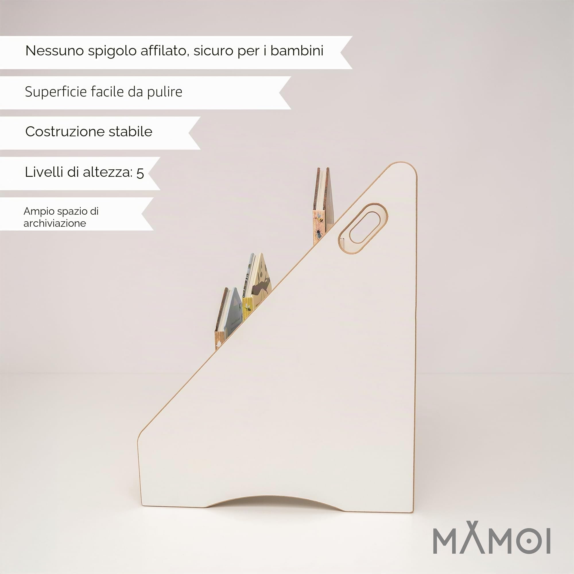 MAMOI® Libreria per bambini – scaffale per bambini, organizer libri per cameretta, scaffale porta libri, autoportante, scaffale per riporre libri, cassetta porta libri