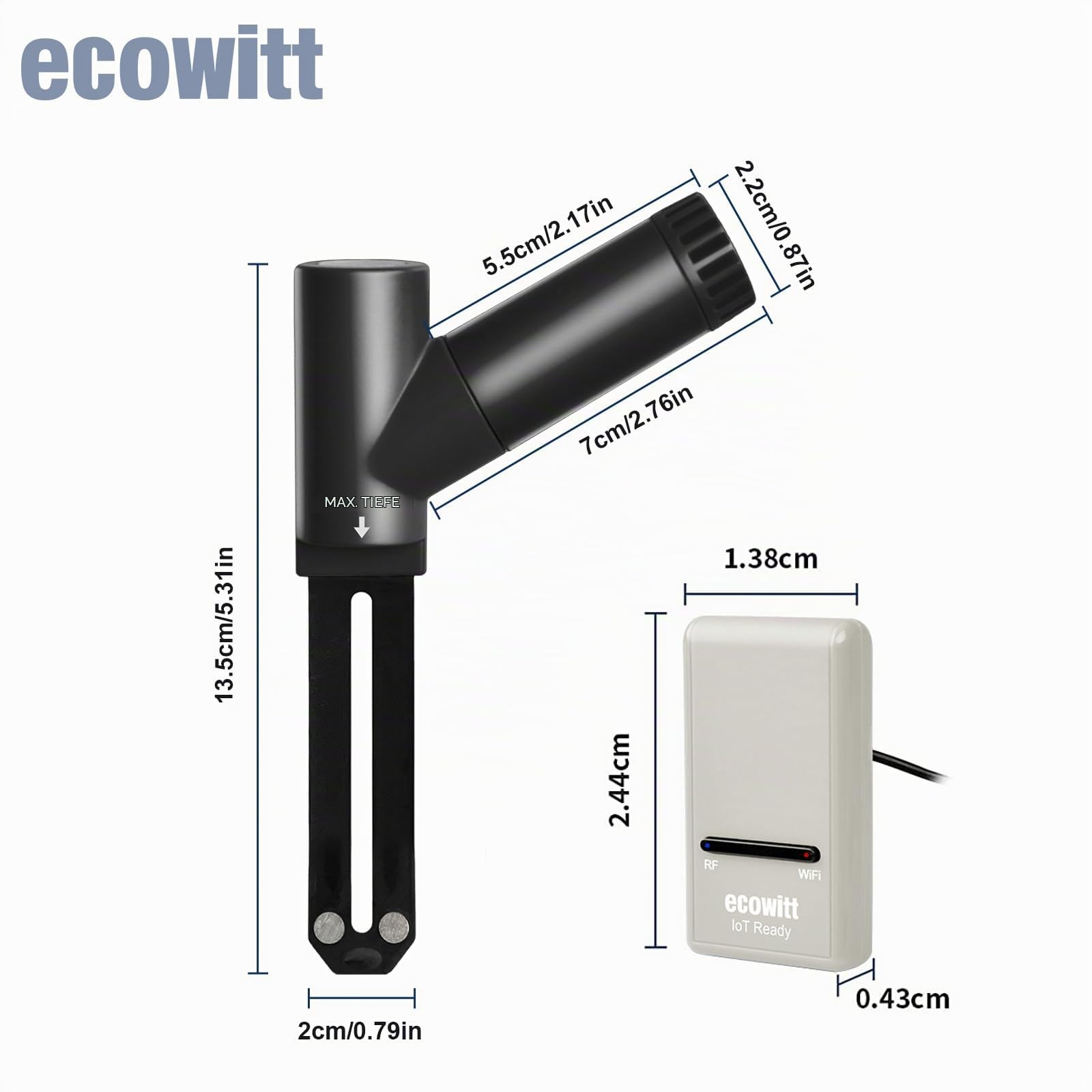 ECOWITT GW1212, 16-Kanal-3-in-1-Bodenfeuchtesensor + Boden-EC-Sensor + Temperaturmesser, Hygrometer für Pflanzen im Innen- und Außenbereich, Boden-Temperatur-Hygrometer-Tester WH52+ GW1200 Gateway