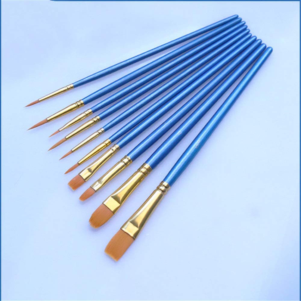Malerpinsel, professionelles 10-teiliges Künstlerpinsel-Set, Malzubehör, geeignet für Aquarell-, Ölgemälde, Acrylmalerei für Aquarell-, Ölgemälde (blaue Größe)