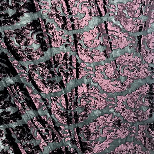 Luxurious Plum Black Burnout Velvet Fabric by Elotex International - Perfect for Fashion and Home Decor